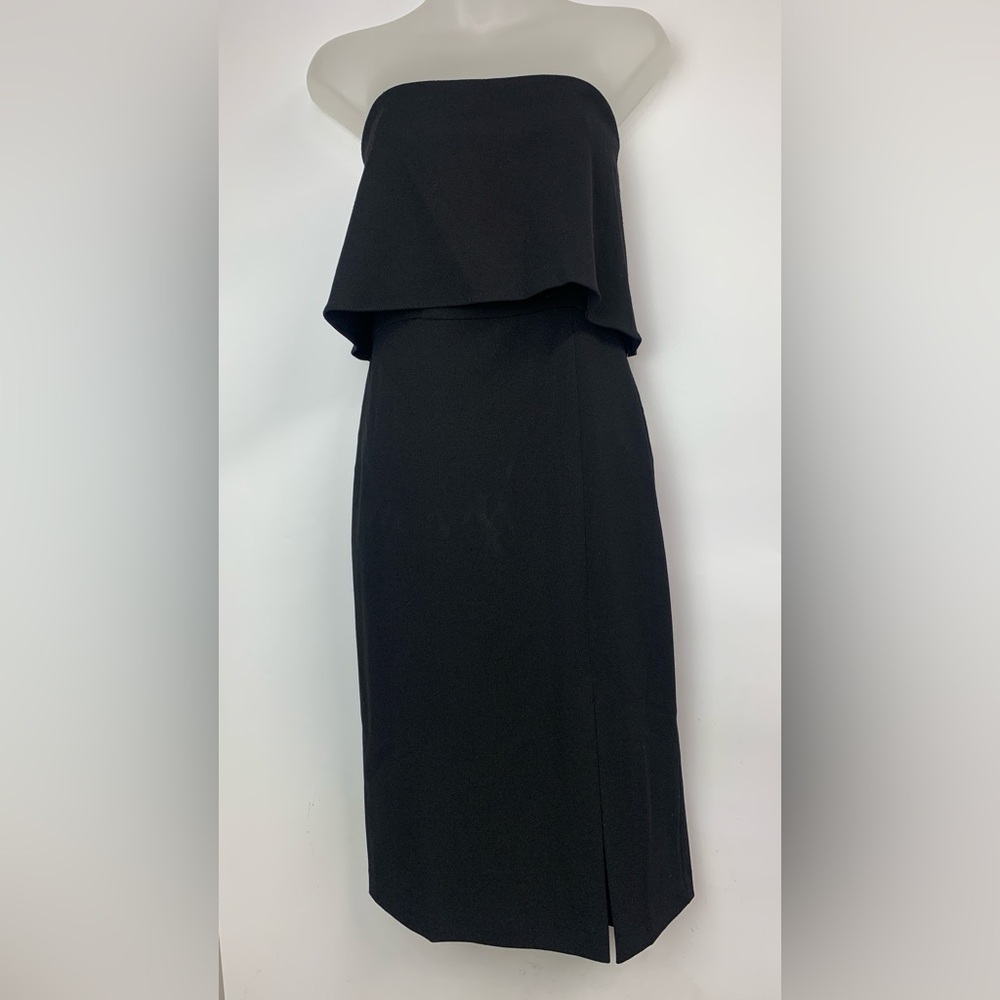 NWT Donna Morgan Strapless Black Layered Midi Dress - Size 12
